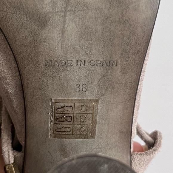 FREE PEOPLE SUEDE NOUVELLA WRAP HEELS IN Taupe - Picture 13 of 13